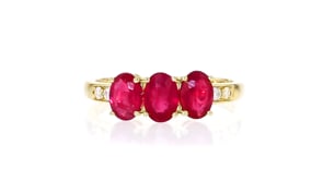 1.70 ct. t.w. Ruby Ring with Diamonds in 18kt Yellow Gold