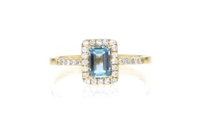 .40 Carat Aquamarine Ring with .21 ct. t.w. Diamonds in 18kt Yellow Gold
