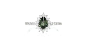 .60 Carat Green Sapphire Ring with .40 ct. t.w. Diamonds in 18kt White Gold