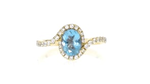 1.10 Carat Aquamarine Swirl Ring with .41 ct. t.w. Diamonds in 18kt Yellow Gold