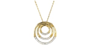 C. 2000 Vintage John Hardy .20 ct. t.w. Diamond Bamboo Multi-Circle Necklace in 18kt Yellow Gold