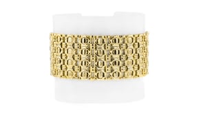 C. 1980 Vintage 14kt Yellow Gold Wide Fancy-Link Bracelet