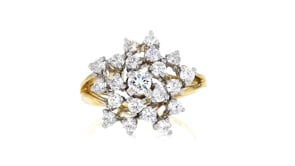C. 1980 Vintage 1.38 ct. t.w. Diamond Cluster Ring in 14kt Yellow Gold
