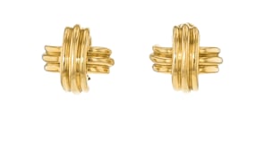 C. 1990 Vintage Tiffany Jewelry 18kt Yellow Gold X Earrings