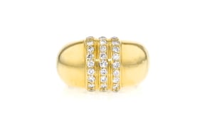 C. 1990 Vintage .27 ct. t.w. Diamond Striped Ring in 18kt Yellow Gold