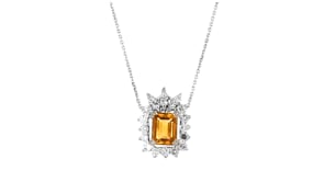 C. 1990 Vintage 2.30 Carat Citrine and 1.00 ct. t.w. Diamond Necklace in 14kt White Gold