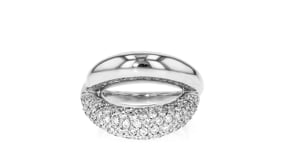 C. 1990 Vintage Mauboussin 1.30 ct. t.w. Diamond Crossover Ring in 18kt White Gold