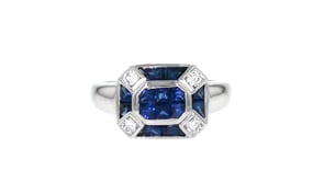 C. 2000 Vintage 2.00 ct. t.w. Sapphire and .20 ct. t.w. Diamond Ring in Platinum