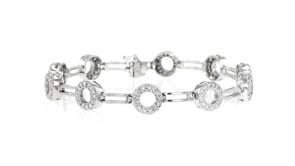 C. 1990 Vintage 2.35 ct. t.w. Diamond Circle-Link Bracelet in 14kt White Gold