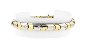 C. 1990 Vintage .75 ct. t.w. Diamond Geometric-Link Bracelet in 14kt Two-Tone Gold
