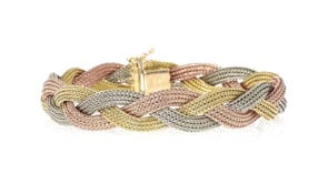 C. 1980 Vintage 18kt Tri-Colored Gold Braided Bracelet