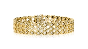 C. 1980 Vintage 3.60 ct. t.w. Diamond Weave Bracelet in 14kt Yellow Gold
