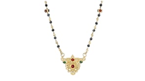 C. 1990 Vintage 18kt and 22kt Yellow Gold Necklace with Multicolored Enamel and 3mm Hematite Beads