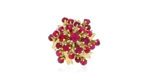 C. 1960 Vintage 3.90 ct. t.w. Ruby Cluster Ring in 10kt Yellow Gold