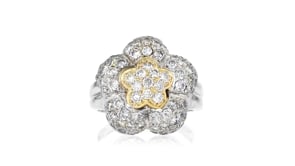 C. 1980 Vintage 1.60 ct. t.w. Diamond Flower Cluster Ring in 18kt Two-Tone Gold