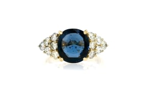 C. 2000 Vintage 3.82 Carat Sapphire and 1.00 ct. t.w. Diamond Ring in 18kt Yellow Gold