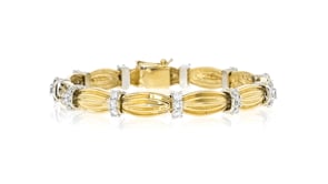 C. 1990 Vintage 1.65 ct. t.w. Diamond Link Bracelet in 14kt Two-Tone Gold