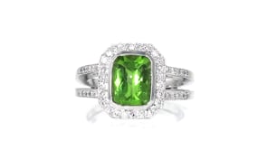 C. 2000 Vintage 2.50 Carat Peridot and .50 ct. t.w. Diamond Ring in 14kt White Gold