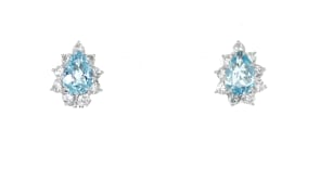 C. 1990 Vintage 2.50 ct. t.w. Aquamarine and 1.25 ct. t.w. Diamond Earrings in 14kt White Gold