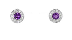 C. 2000 Vintage 1.90 ct. t.w. Amethyst and 1.20 ct. t.w. Diamond Earrings in 18kt White Gold
