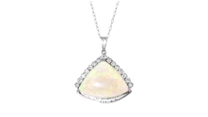 C. 1980 Vintage Opal and .60 ct. t.w. Diamond Pendant Necklace in Platinum