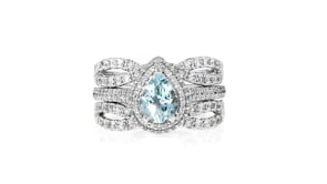 C. 1990 Vintage 1.00 Carat Aquamarine Ring with 1.75 ct. t.w. Diamonds in 14kt White Gold