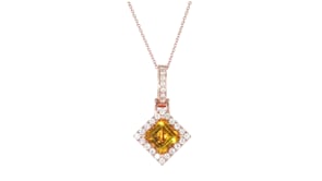 C. 2000 Vintage 1.95 Carat Citrine Pendant Necklace with .75 ct. t.w. Diamonds in 14kt Rose Gold