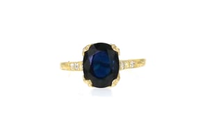 C. 2000 Vintage 3.36 Carat Sapphire Ring with .10 ct. t.w. Diamonds in 14kt Yellow Gold