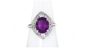 C. 2000 Vintage 2.82 Carat Amethyst Ring with .43 ct. t.w. Diamonds in Platinum