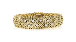 C. 1960 Vintage Torre Vincent Womens 14kt Yellow Gold Watch Bracelet with .55 ct. t.w. Diamonds