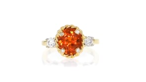 C. 1980 Vintage 2.95 Carat Orange Garnet Ring with .35 ct. t.w. Diamonds in 14kt Two-Tone Gold