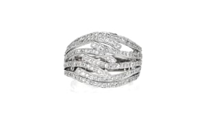 C. 1980 Vintage 1.25 ct. t.w. Diamond Multi-Row Ring in 14kt White Gold