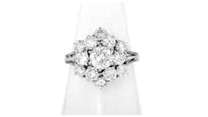 C. 1980 Vintage 2.70 ct. t.w. Diamond Cluster Ring in 14kt White Gold