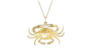 C. 1980 Vintage 14kt Yellow Gold Crab Pendant Necklace