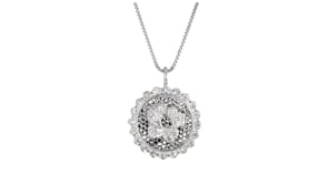 C. 2000 Vintage .55 ct. t.w. Diamond Floral Pendant Necklace in 14kt and 18kt White Gold