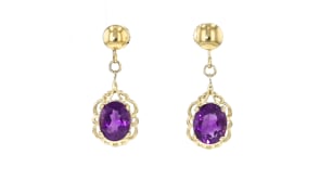 C. 1980 Vintage 4.70 ct. t.w. Amethyst Drop Earrings in 14kt Yellow Gold