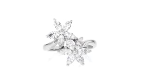 C. 1990 Vintage 1.00 ct. t.w. Diamond Flower Bypass Ring in 18kt White Gold