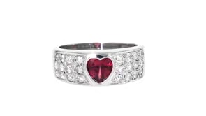 C. 1990 Vintage .80 Carat Rhodolite Garnet Heart Ring with .80 ct. t.w. Diamonds in 14kt White Gold