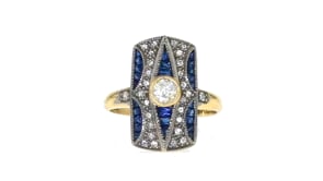 C. 1980 Vintage .45 ct. t.w. Diamond and .36 ct. t.w. Sapphire Ring in 18kt Two-Tone Gold