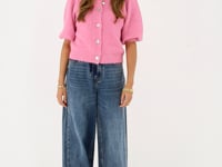 Roze trui korte mouw en knopen (Renee)MJ13990_1