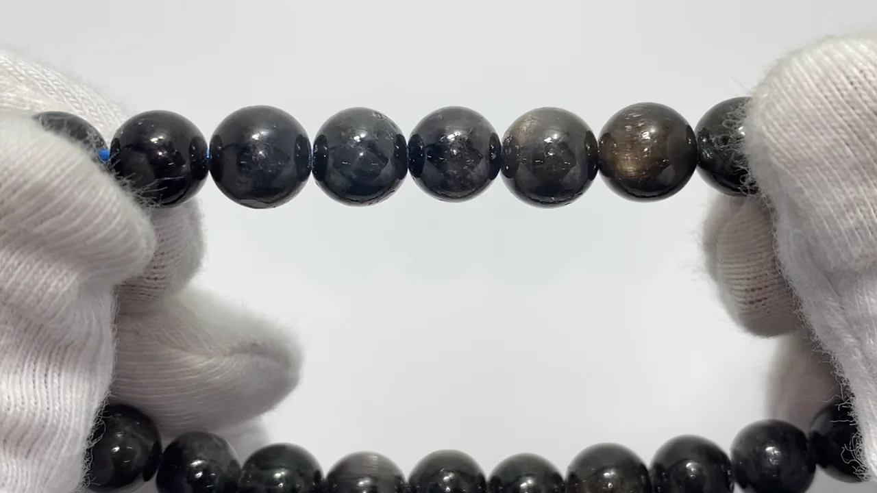 動画】【1点もの】ブラックスターサファイア ラウンド7mm 1連(ブレス