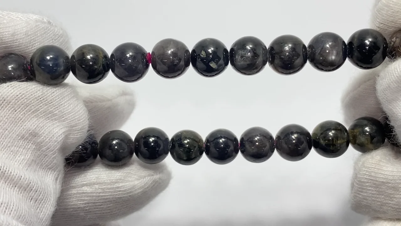 動画】【1点もの】ブラックスターサファイア ラウンド7mm 1連(ブレス