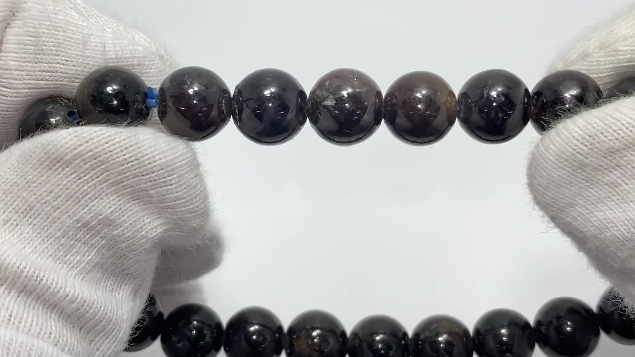 動画】【1点もの】ブラックスターサファイア ラウンド7.5mm 1連(ブレス