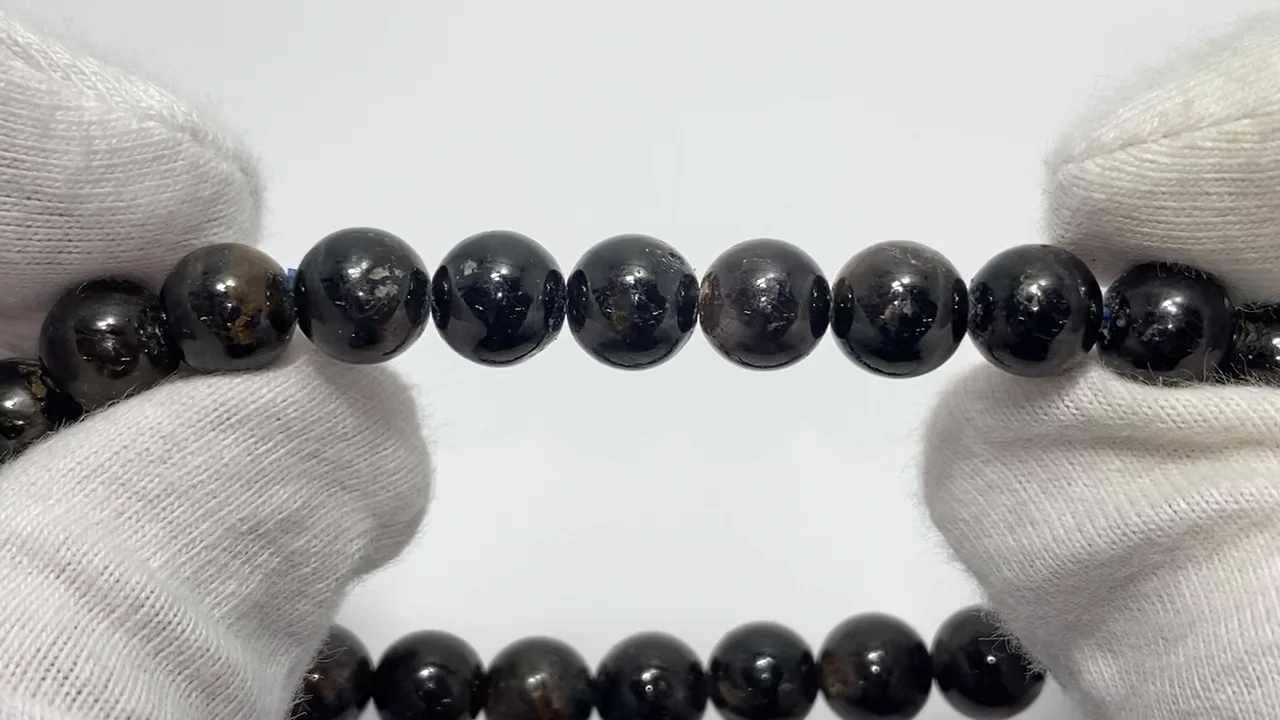 動画】【1点もの】ブラックスターサファイア ラウンド7.5mm 1連(ブレス