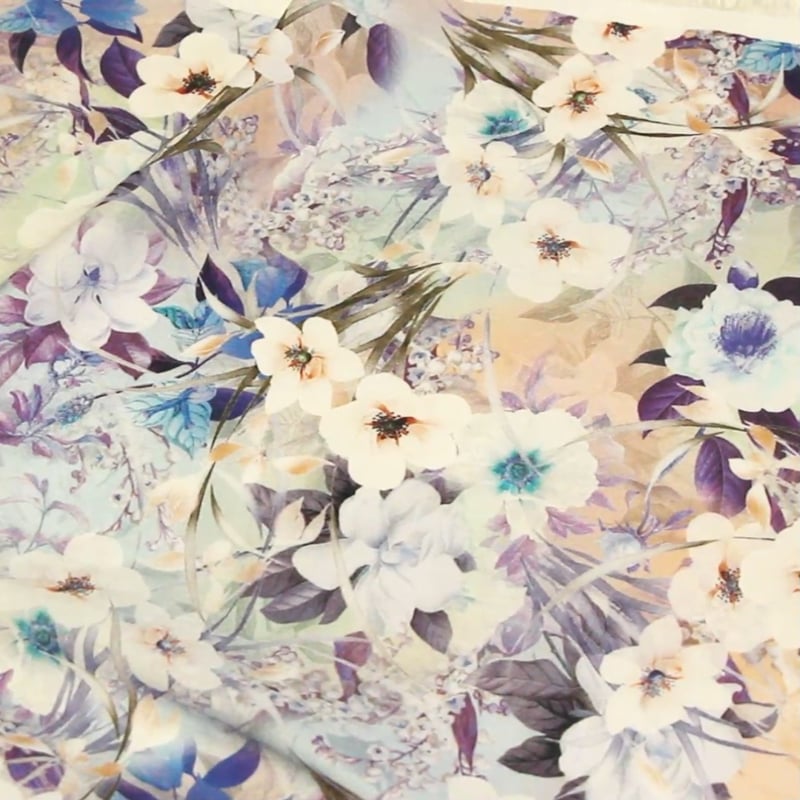 Vidéo: Voile 100% coton - Fleurs blanches fond pastel