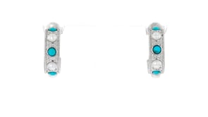 Turquoise and 3-3.5mm Cultured Pearl Hoop Earrings in Sterling Silver