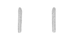 1.20 ct. t.w. CZ V-Shaped Hoop Earrings in Sterling Silver
