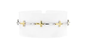 Sterling Silver and 18kt Gold Over Sterling Cross Bracelet