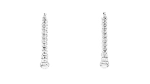 Italian 3-6mm Sterling Silver Graduated Bead Hoop Earrings