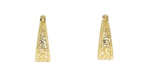 18kt Gold Over Sterling Rose Cutout Hoop Earrings